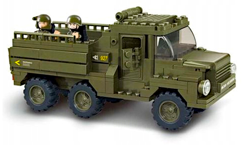 Klocki Wojsko Ciężarówka Transportowa Wojska, armia+4 figurki Tomdorix