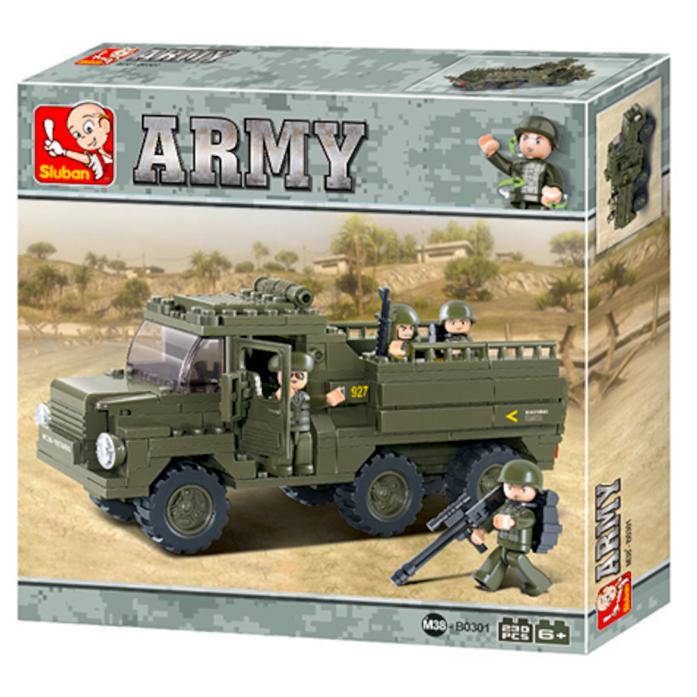 Klocki Wojsko Ciężarówka Transportowa Wojska, armia+4 figurki Tomdorix