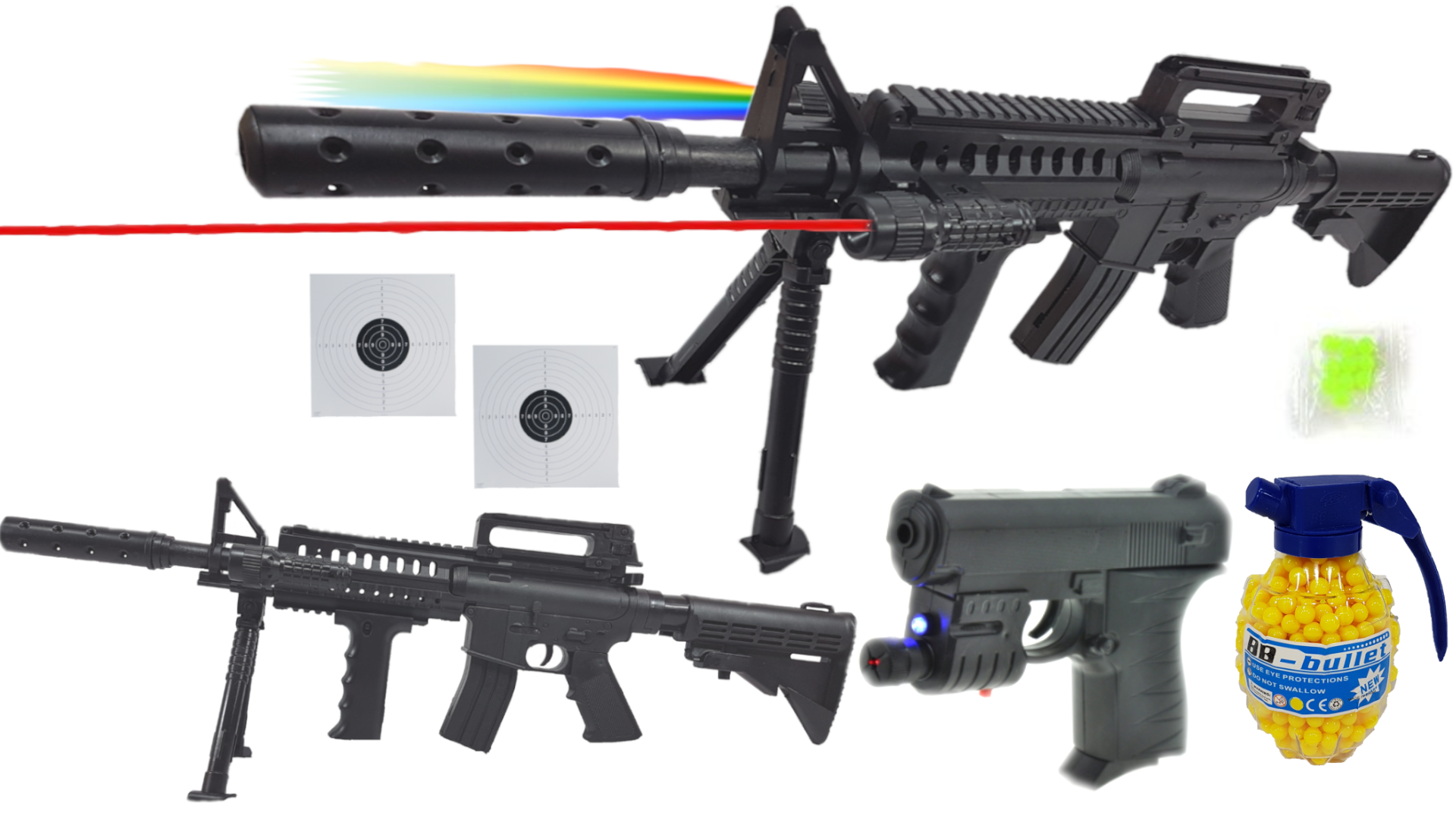 Karabin M4A1 Na Kulki 6mm Snajperka + Pistolet z Laserem + Granat TOMDORIX