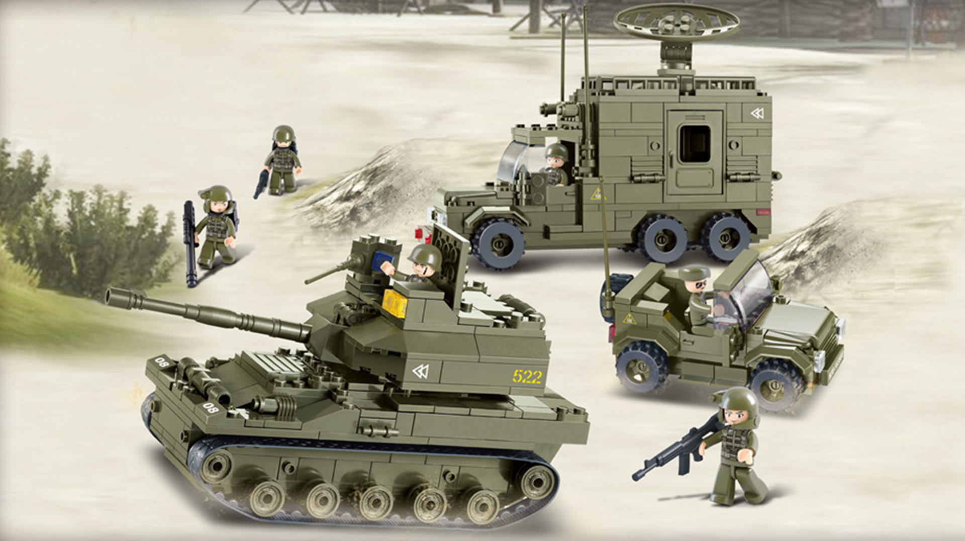 Klocki Wojsko - Czołg T-90 i Wojskowe Pojazdy TOMDORIX