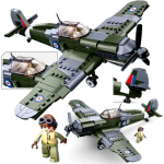Klocki Myśliwiec Supermarine SPITFIRE Samolot Armia FIGORKA PILOT Tomdorix