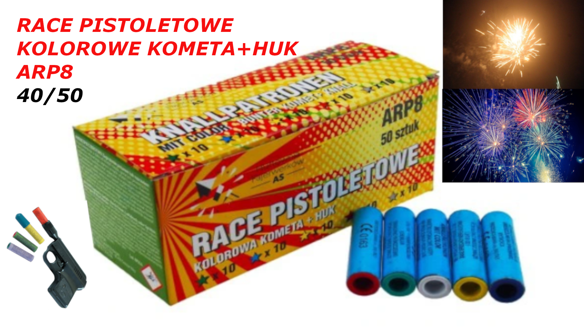 Race Pistoletowe Knallpatronen Mix Kolor+ Huk ARP8 do Pistolet Hukowy START 2 TOMDORIX