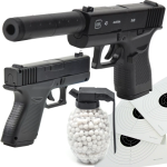 GLOCK 43 Pistolet Metalowy Na Kulki 6mm z Tłumnikiem TOMDORIX