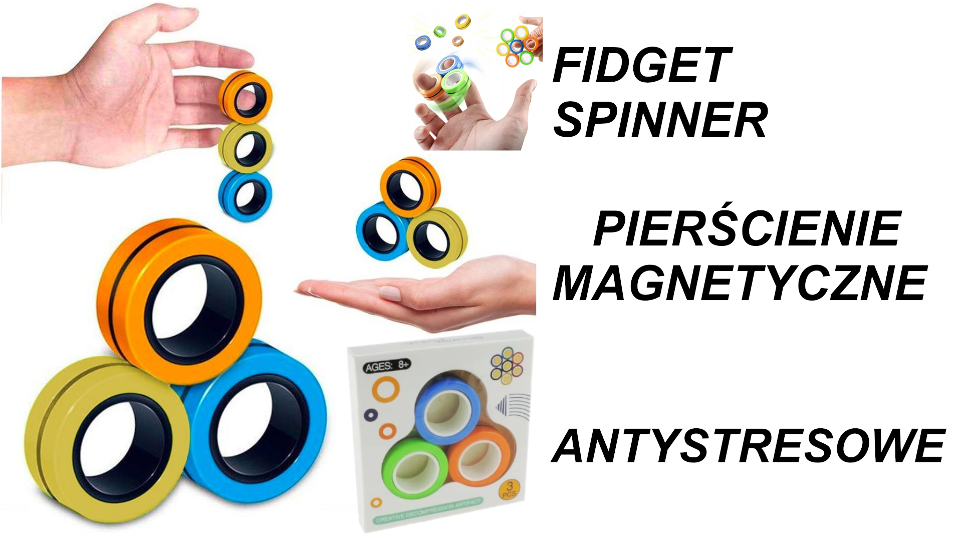 Fidget Spinner Magnetyczne Pierścienie Antystresowe Gra Zręcznościowa TOMDORIX