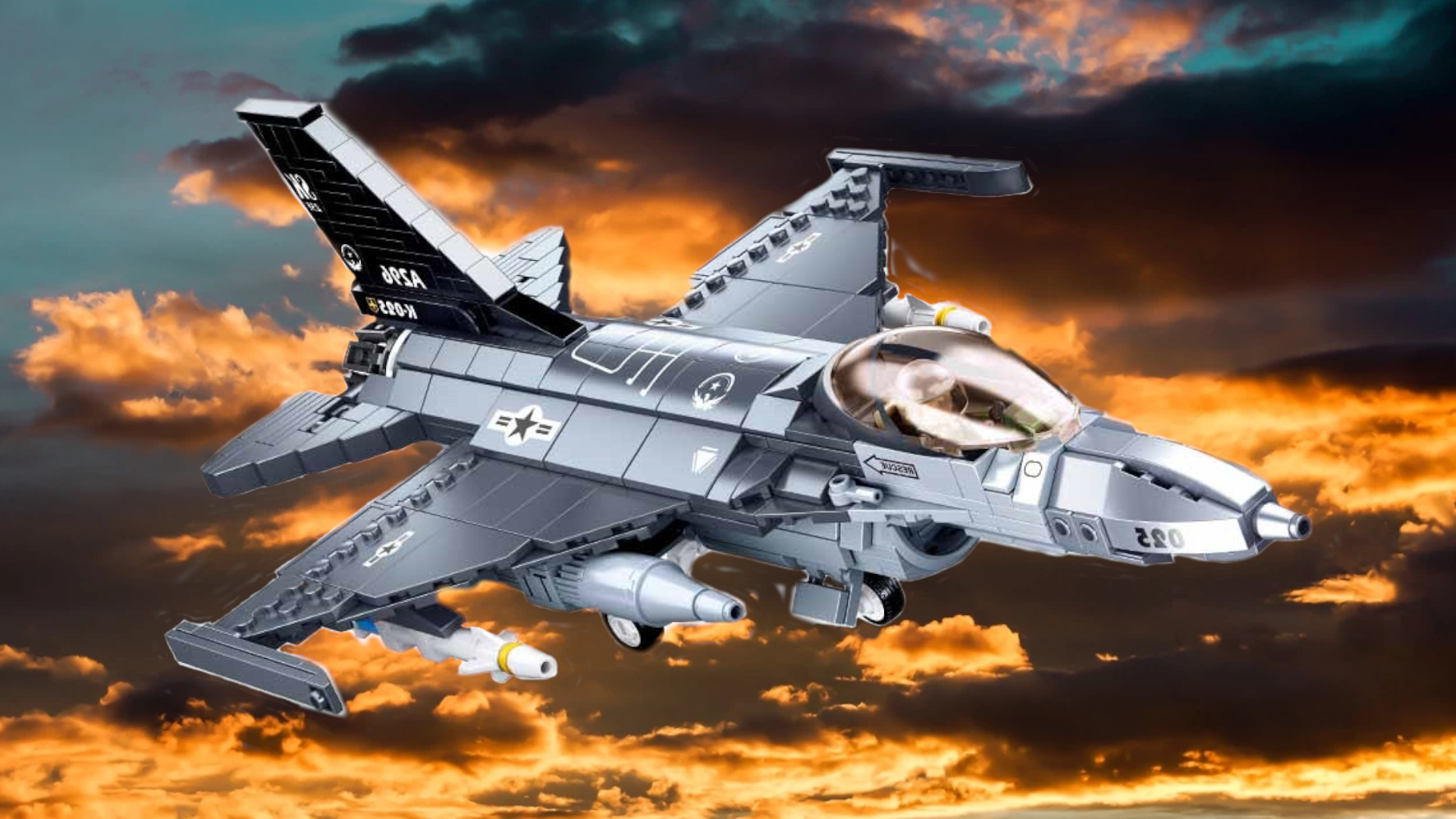 Klocki Samolot Myśliwiec F16 FALCON-sokół. Wojsko TOMDORIX