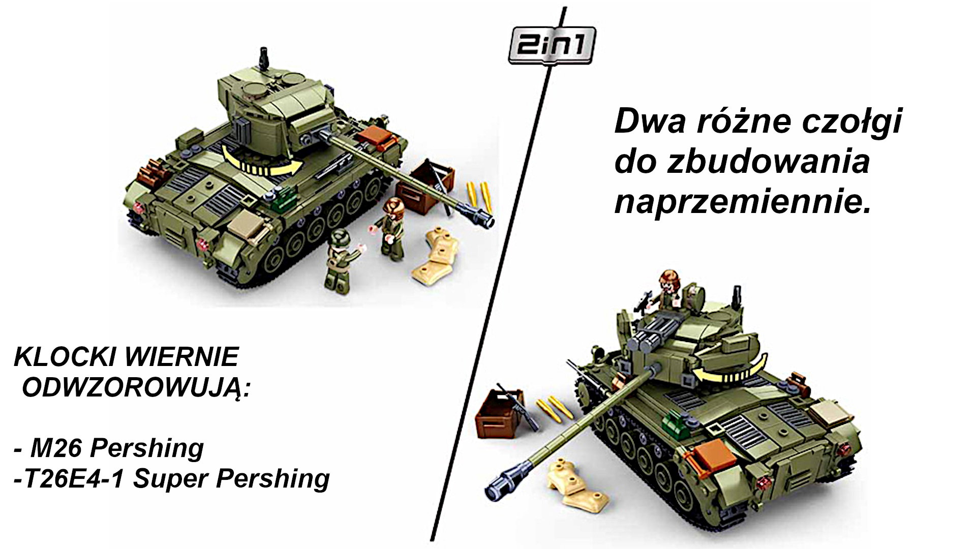 Klocki Czołg M26 PERSHINGT26E4-1 Super Pershing Wojsko Armia TOMDORIX