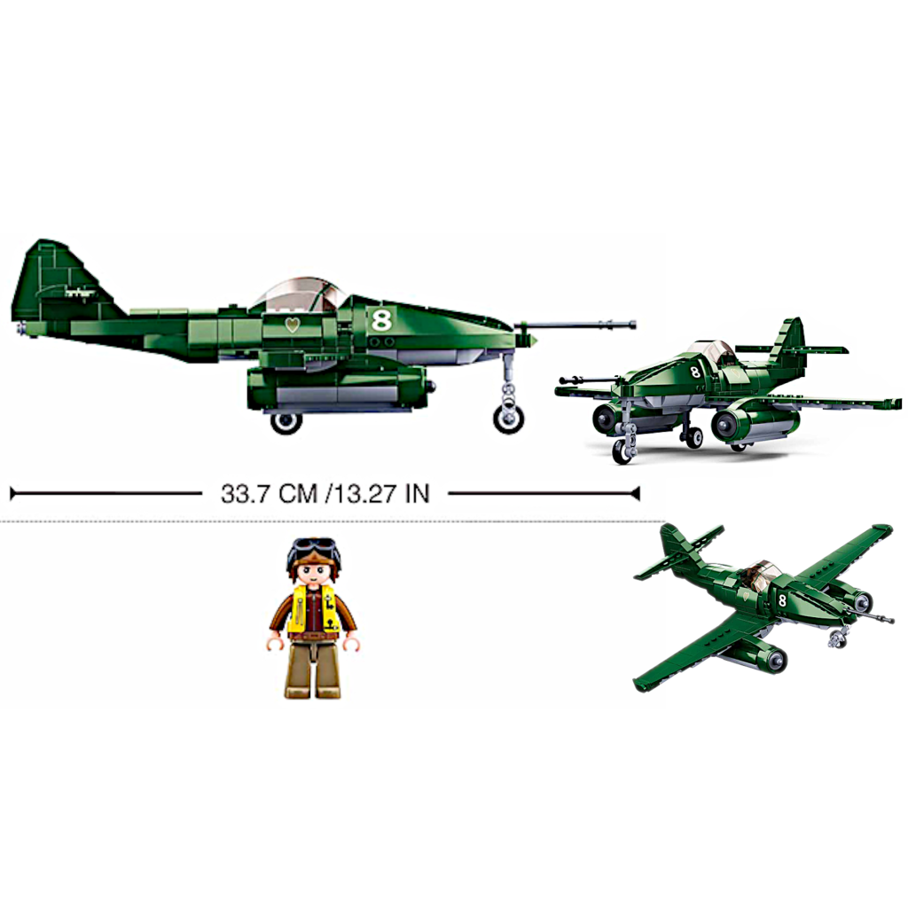 Klocki Myśliwiec Messerschmitt Me 262, samolot odrzutowy. TOMDORIX