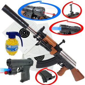 Karabin Na Kulki AK-47 KAŁASZNIKOW ASG+2 Granaty+Pistolet+2 Tarcze TOMDORIX