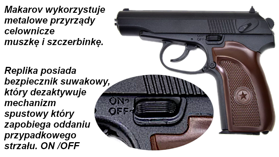 MAKAROV Pistolet ASG,Full METAL Na Kulki+ Dwie Tarcze Karabin TOMDORIX