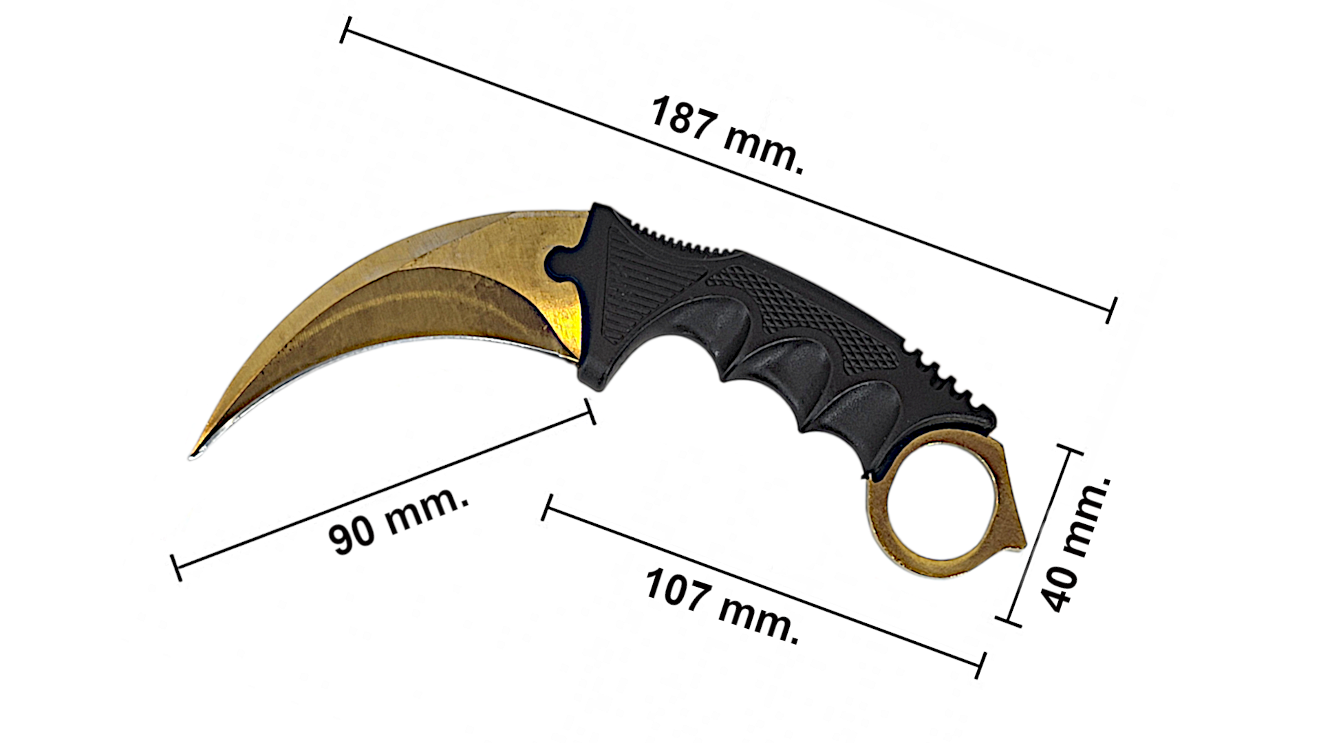 Nóż Karambit Złoty CSGO Counter Strike Kolekcjonerski Tomdorix