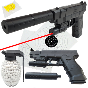Pistolet Na Kulki 6mm. Glock 18 Policyjny Z Leserem+ Granat 800 szt. kulek Tomdorix