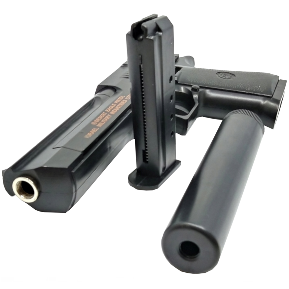 Desert Eagle Pistolet Metalowy Na Kulki 6mm Replika ASG + Tłumnik TOMDORIX