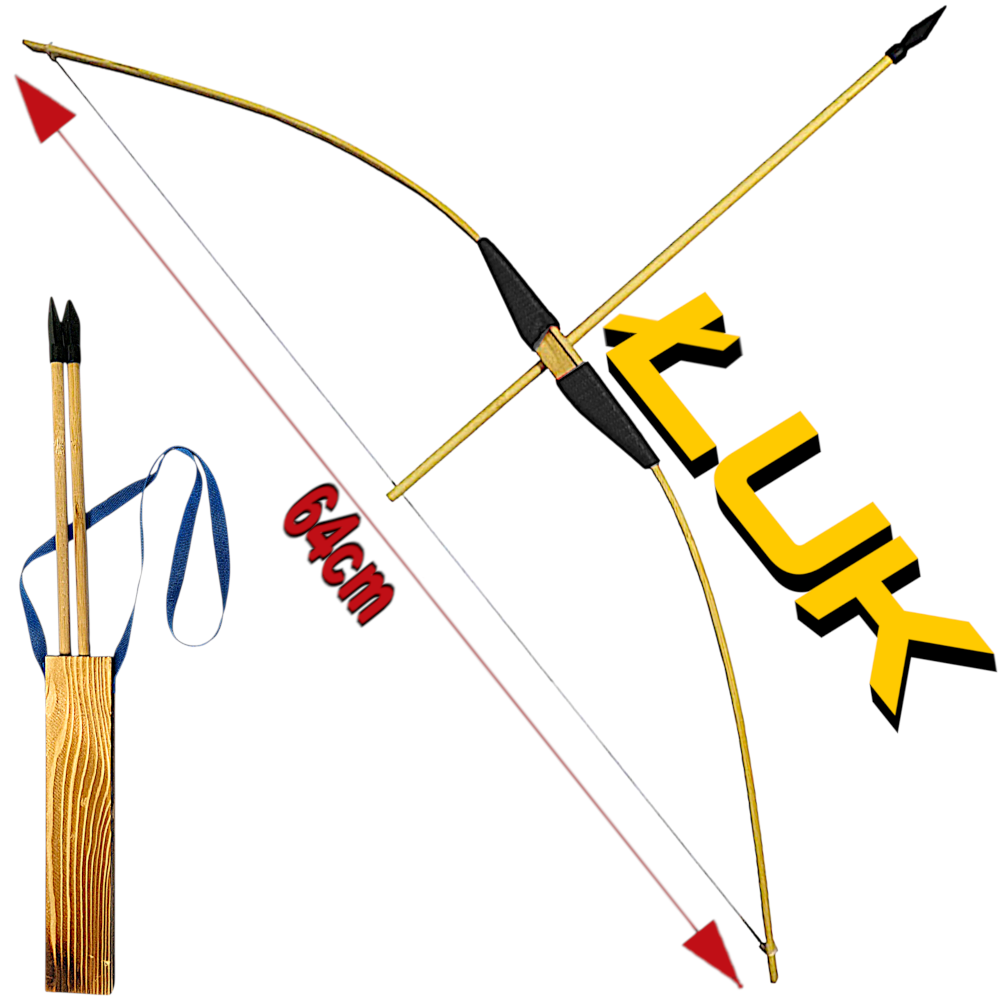 ŁUK Drewniany Klasyczny Dla Dzieci 64cm +Kołczan + 3 Strzały +Tarcze Zestaw Łucznika TOMDORIX