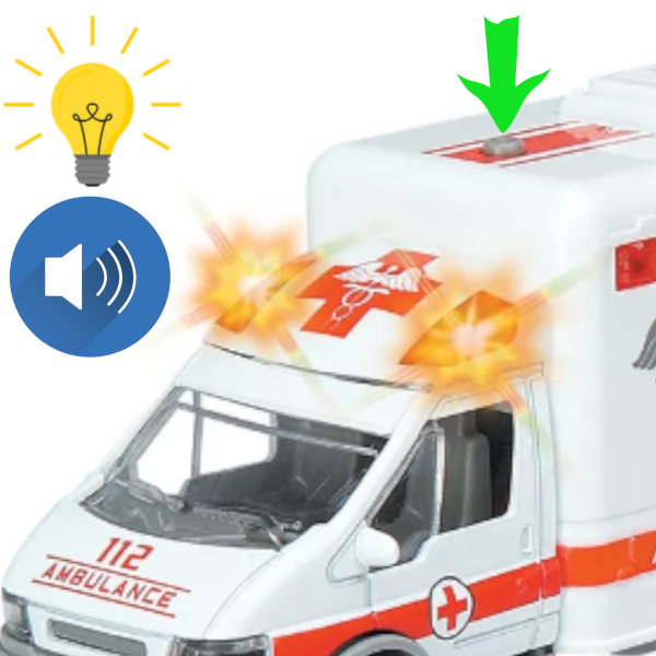 Auto Metalowe Karetka Pogotowia Ambulans Światło Dźwięk TOMDORIX
