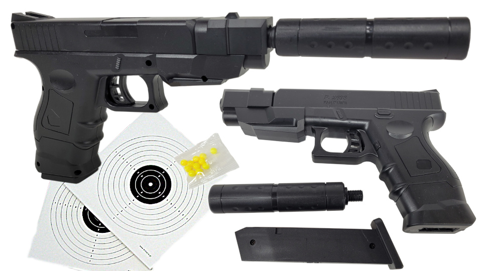 Glock 18 Policyjny Pistolet Na Kulki+ Tłumik+ Dwie Tarcze Tomdorix