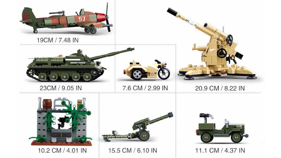 Klocki Wojsko Czołg Su-85 + Działo = Makieta Bitwa Pod Kurskiem TOMDORIX