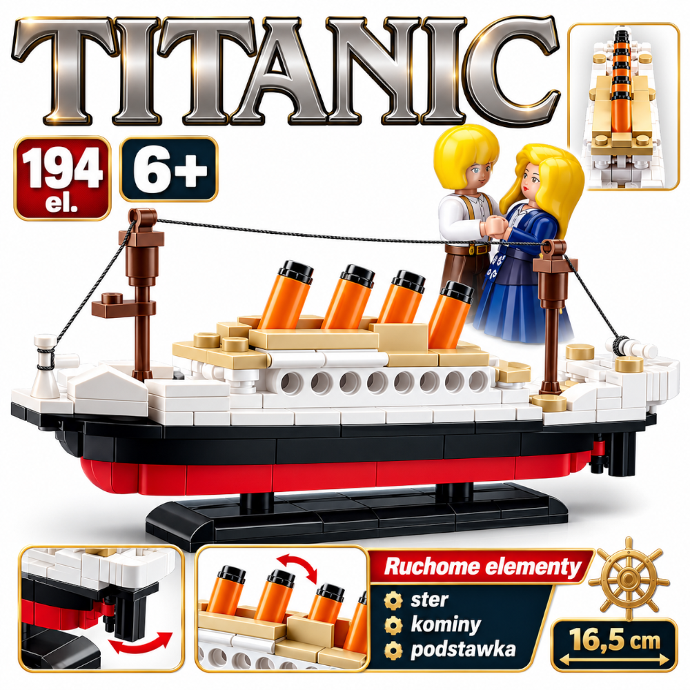 TITANIC Klocki Statek Parowiec Okręt Tomdorix