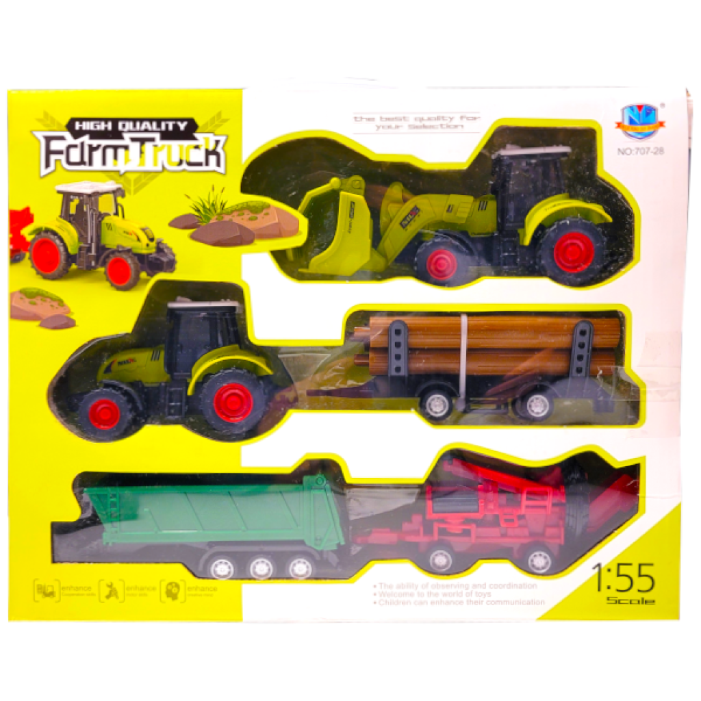 Zestaw Farmerski 2 Duże Traktory + 3 Maszyny Rolnicze Kombajn TOMDORIX