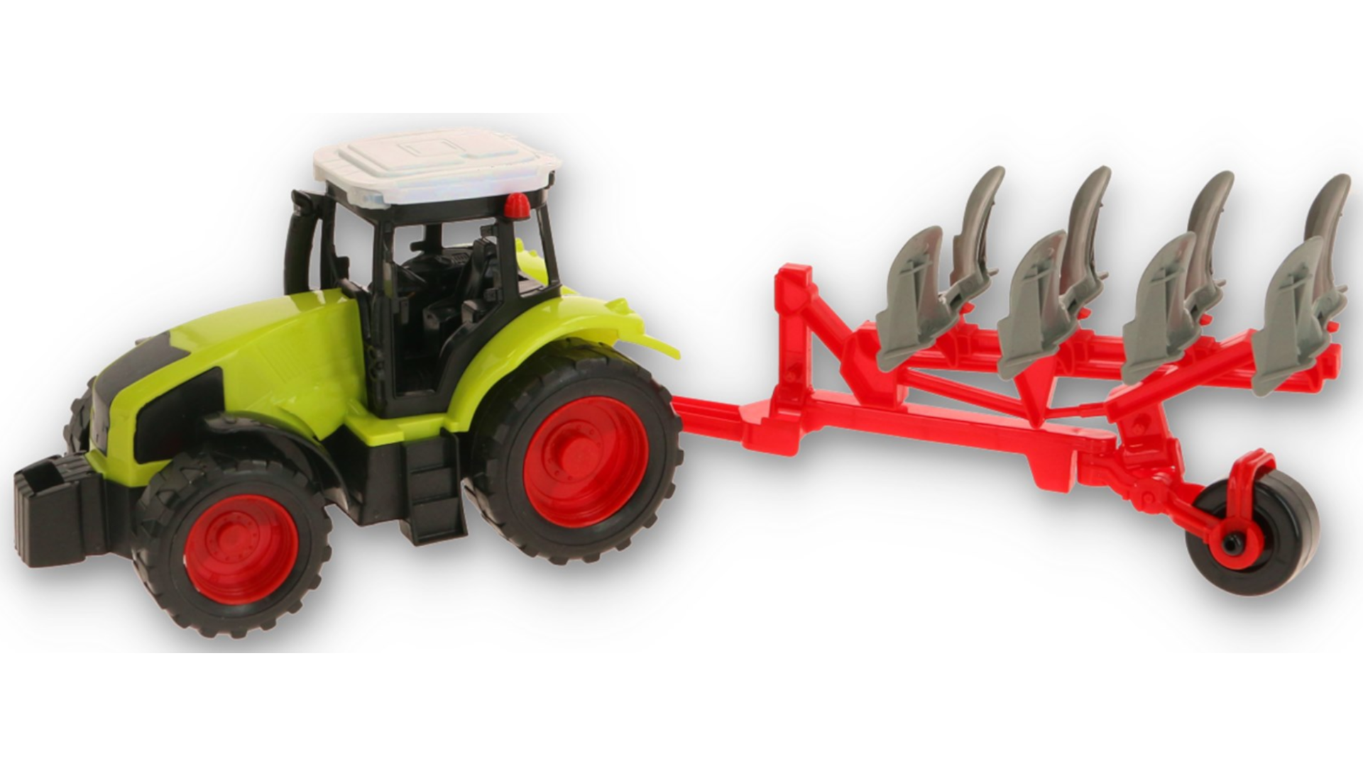 Zestaw Farmerski 3w1 Traktor Z Napędem + Przyczepa Do Drewna, Pług, Rozrzutnik Obornika TOMDORIX