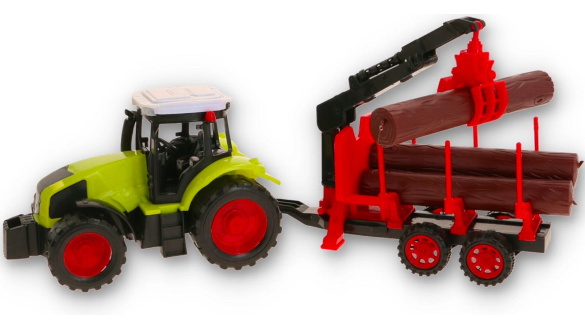 Zestaw Farmerski 3w1 Traktor Z Napędem + Przyczepa Do Drewna, Pług, Rozrzutnik Obornika TOMDORIX