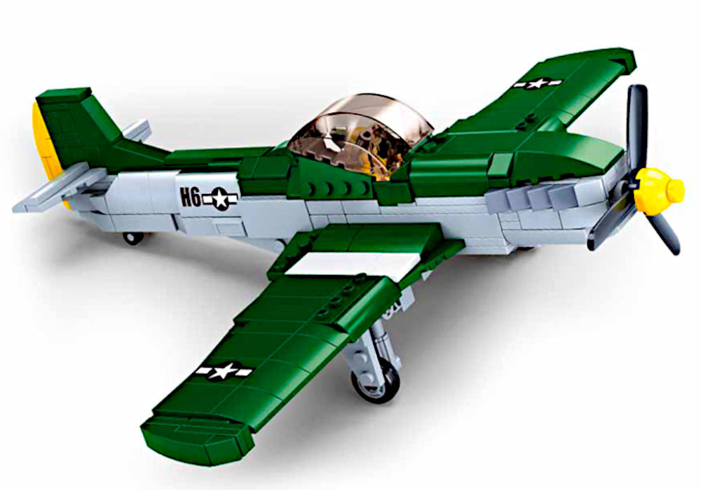 Klocki Myśliwiec P-51 Mustang Samolot Armia Wojsko Tomdorix