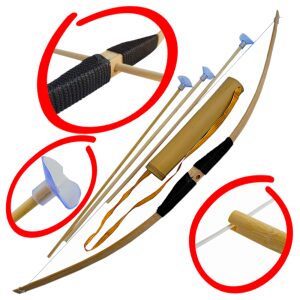 ŁUK Drewniany Klasyczny 70 cm + Kołczan+ 3 Strzały Tomdorix