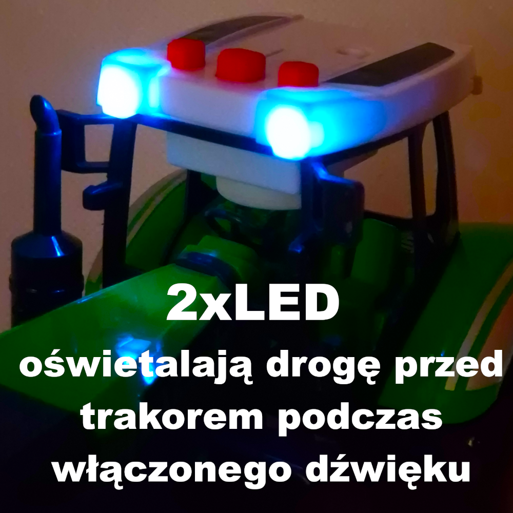 Ciągnik Traktor Na Baterie +Przyczepa Zestaw Farmera Ruchoma Łyżka Światło Dźwięk TOMDORIX