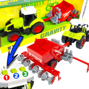 Traktor Ciągnik Na Baterie Z Przyczepą Sadzarka do Ziemniaków Światło Dźwięk TOMDORIX