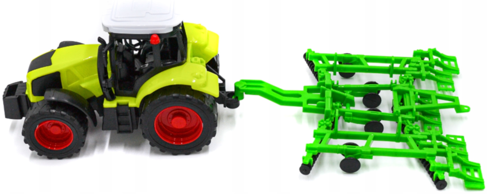 Zestaw Farmerski 3w1 Traktor Z Napędem + Przyczepa Dla Zwierząt, Brona Talerzowa, Przyczepa Do Zboża TOMDORIX