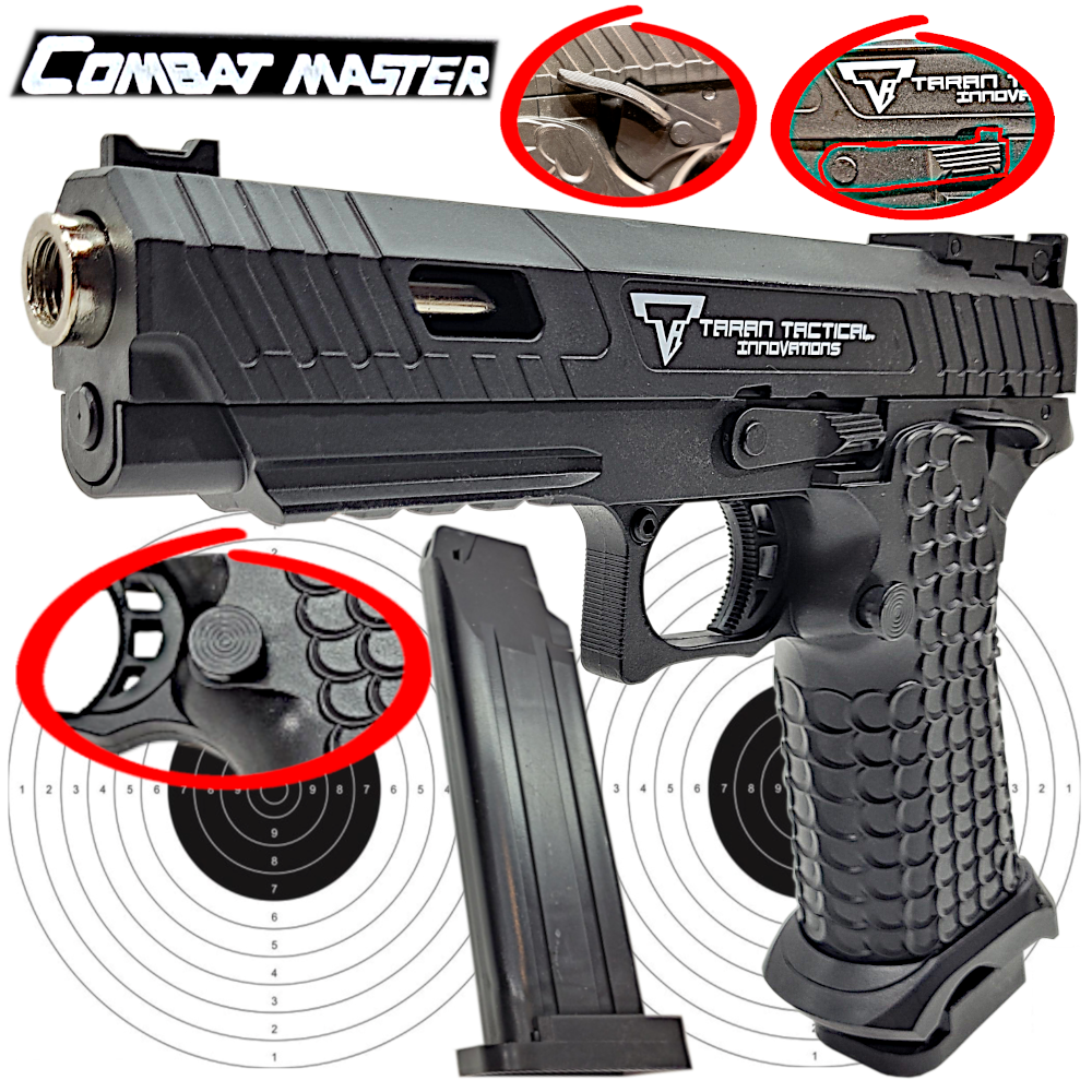 Pistolet COMBAT MASTER na kulki ASG Imitacja Broni AIRSOFT GUN 6mm+ Tarcze Tomdorix