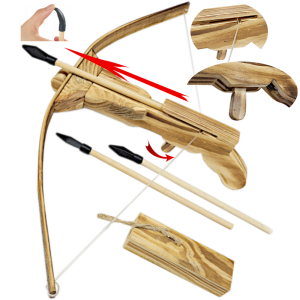 KUSZA Drewniana Zdobiona Duża +Trzy Bełty + Kołczan Tomdorix