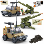 Klocki Jeep Wojskowy Działo Strzela Napęd PULL BACK Kom. Leg Cob.