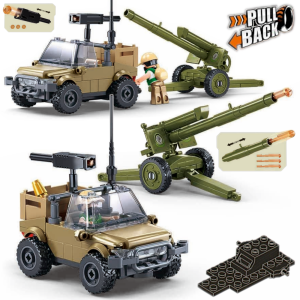 Klocki Jeep Wojskowy Działo Strzela Napęd PULL BACK Kom. Leg Cob.