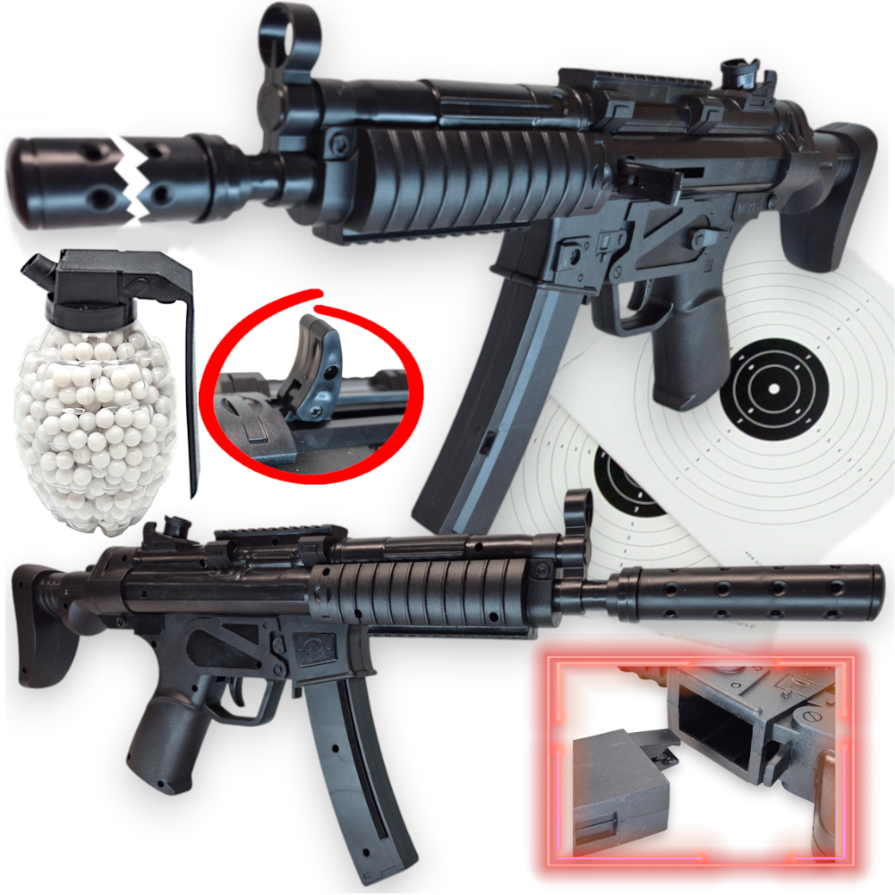 MP5 KARABIN SPRĘŻYNOWY Replika NA KULKI 6mm Air Soft Gun + TŁUMIK + Granat Tomdorix
