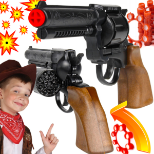Rewolwer Na Kapiszony Hukowy GONHER Pistolet Kowboja z Metalowym Bębenkiem TOMDORIX
