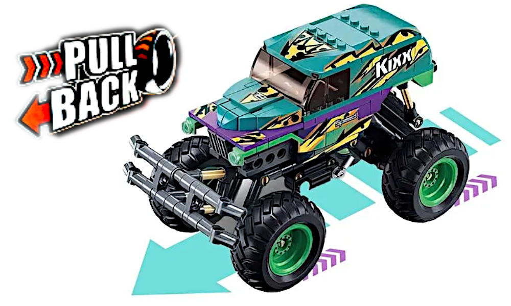 Klocki Auto Terenowe MONSTER JEEP OFF ROAD z napędem PULL BACK, Figurka Tomdorix