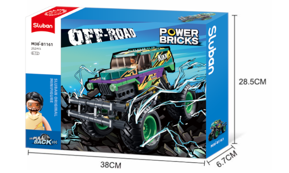 Klocki Auto Terenowe MONSTER JEEP OFF ROAD z napędem PULL BACK, Figurka Tomdorix
