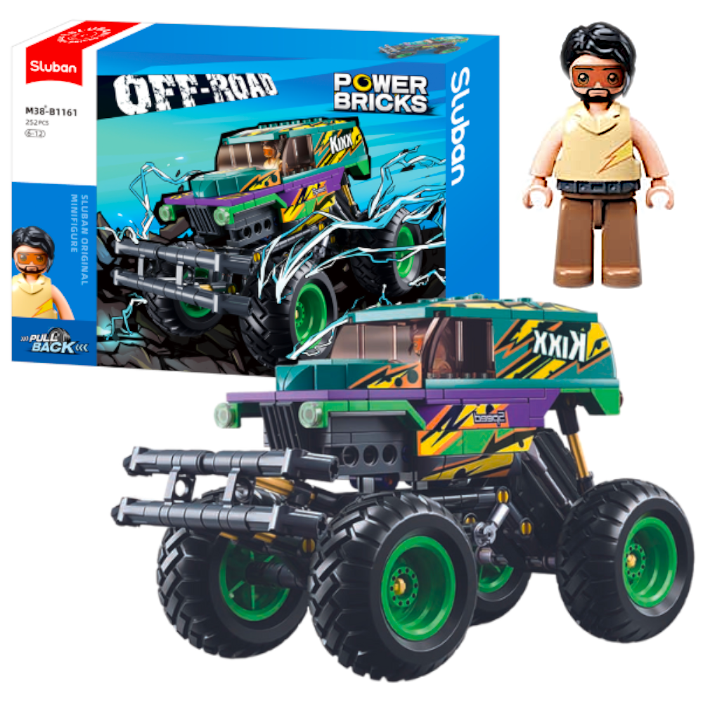 Klocki Auto Terenowe MONSTER JEEP OFF ROAD z napędem PULL BACK, Figurka Tomdorix Klocki Auto Terenowe MONSTER JEEP OFF ROAD z napędem PULL BACK, Figurka Tomdorix