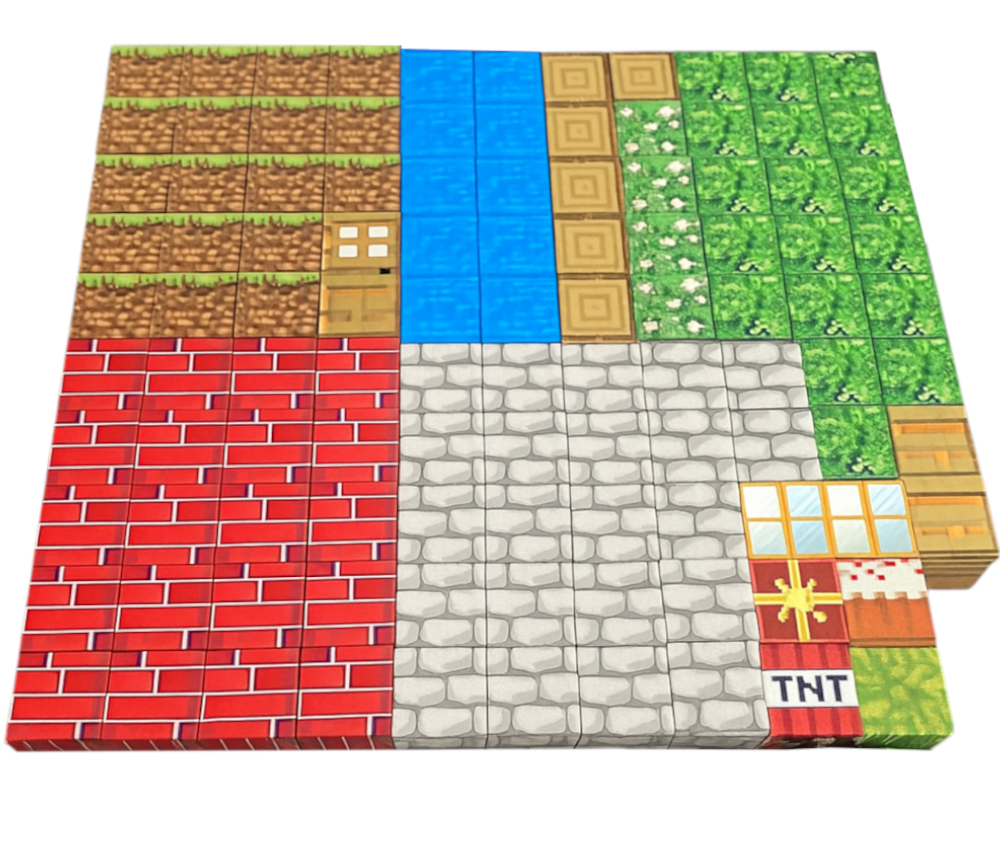 Klocki MINECRAFT Magnetyczne Sześciany Piksele Dom Z Drzewami 108el + 3 Ludziki TOMDORIX