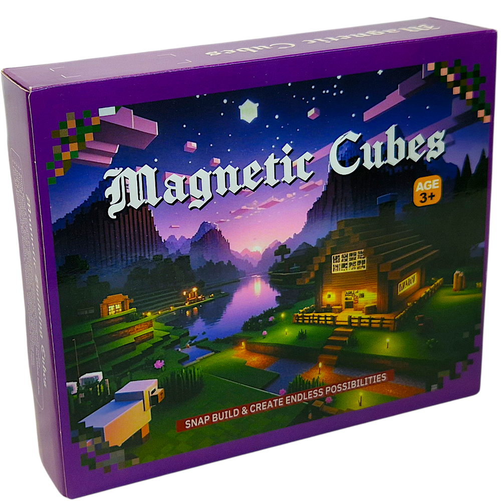Klocki MINECRAFT Magnetyczne Sześciany Piksele Dom Z Drzewami 108el + 3 Ludziki TOMDORIX