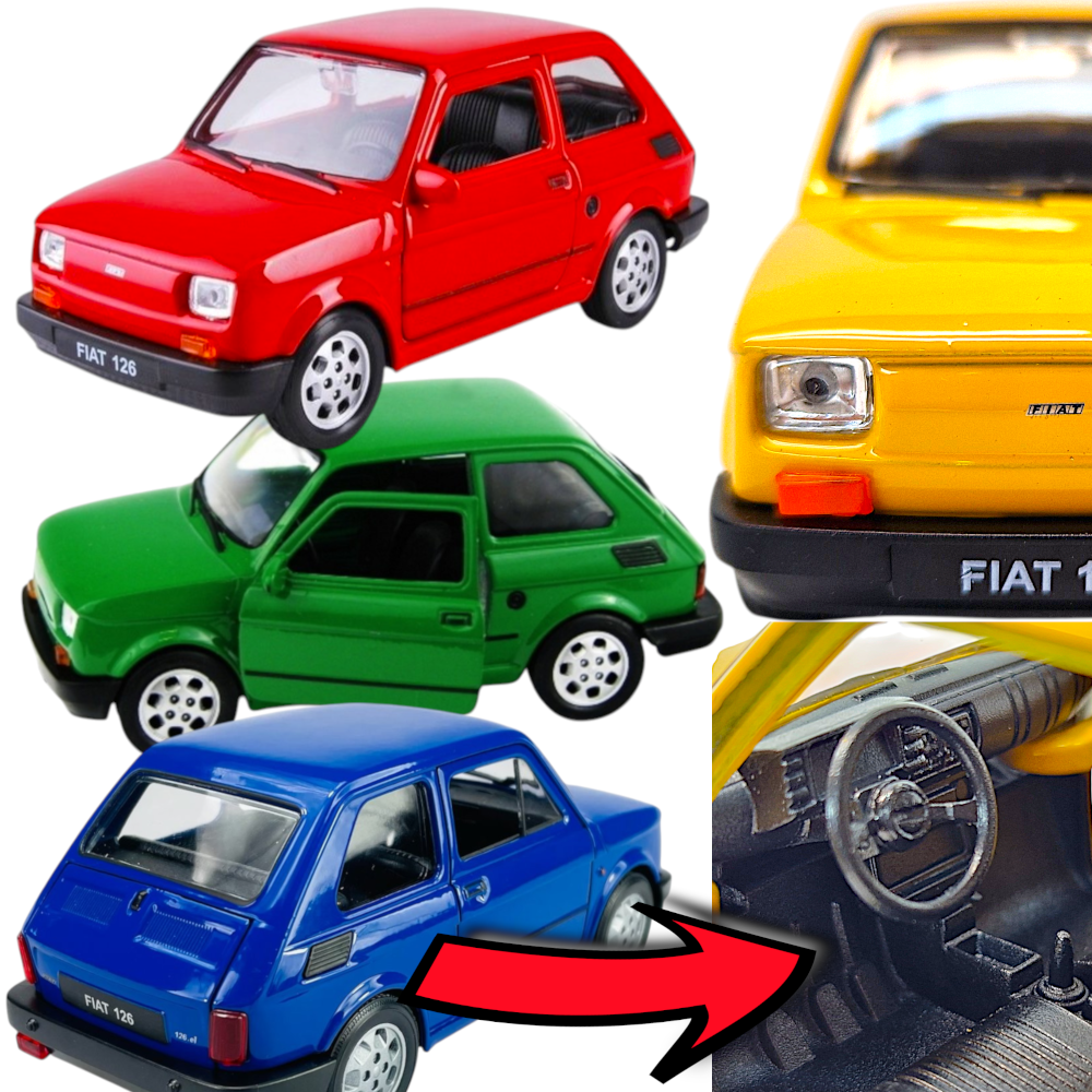 Polski FIAT 126 P Auto Model Metalowy Maluch Różne Kolory Welly Legenda PRL TOMDORIX