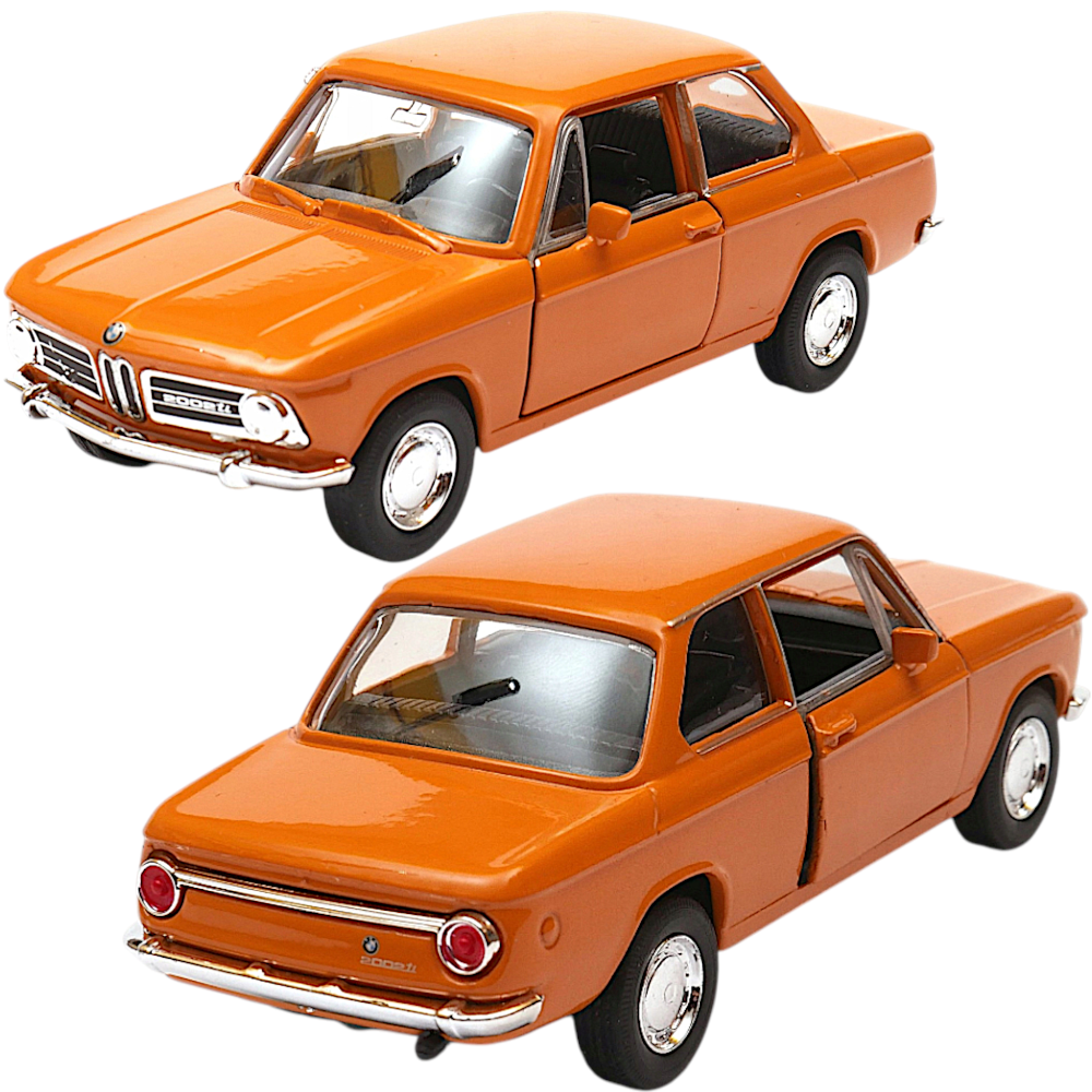 Auto BMW 2002 ti Pomarańczowy Model Metalowy Welly Otwierane Drzwi TOMDORIX