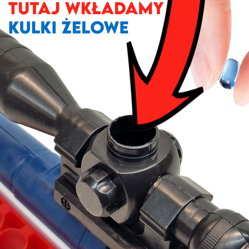 Duży Karabin Myśliwski Sztucer Na Kulki Żelowe Wyrzutnia NERF + 10szt Strzałki TOMDORIX