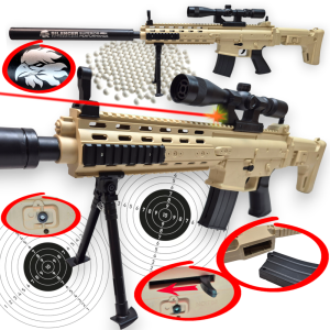 Ogromny Karabin Snajperski SCAR Na Kulki AIR SOFT GUN 96 cm + Tarcze TOMDORIX