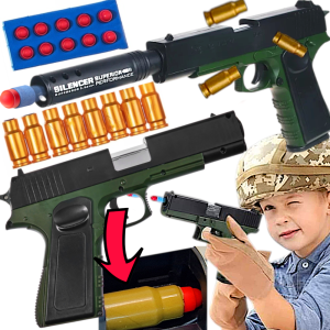 Policyjny Pistolet GLOCK 19 Z Tłumikiem Na Strzałki Naboje Pianki EVA [Pocisk Łuska] TOMDORIX