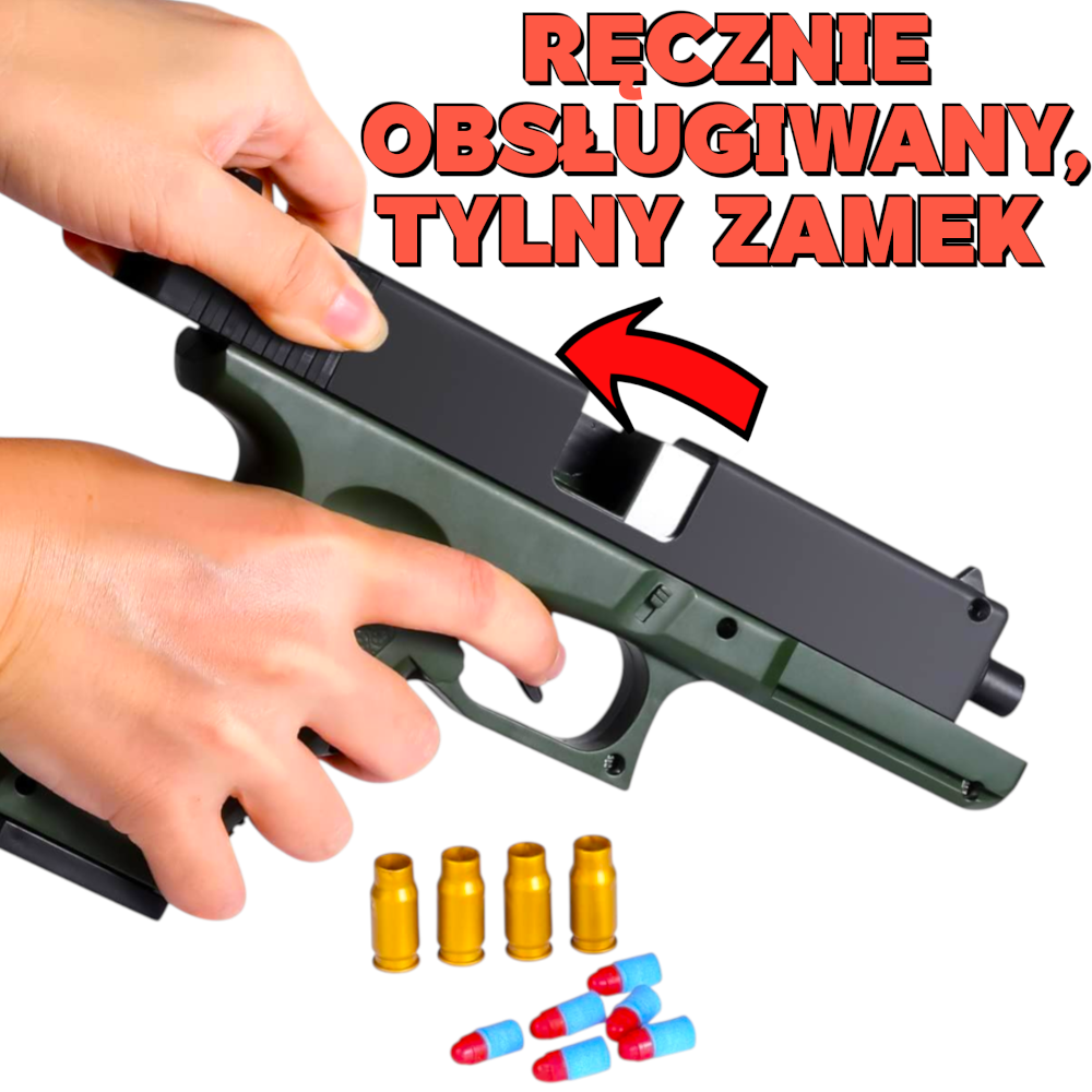 Policyjny Pistolet GLOCK 19 Z Tłumikiem Na Strzałki Naboje Pianki EVA [Pocisk Łuska] TOMDORIX