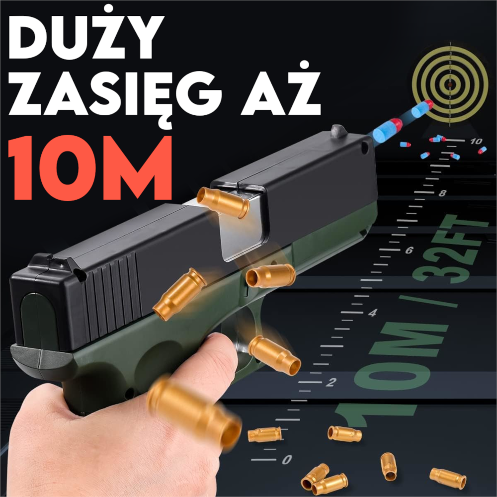 Policyjny Pistolet GLOCK 19 Z Tłumikiem Na Strzałki Naboje Pianki EVA [Pocisk Łuska] TOMDORIX