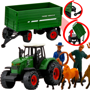 Duża FARMA Traktor Ciągnik + Przyczepa Wywrotka +Zwierzęta Konie Zestaw XXL TOMDORIX