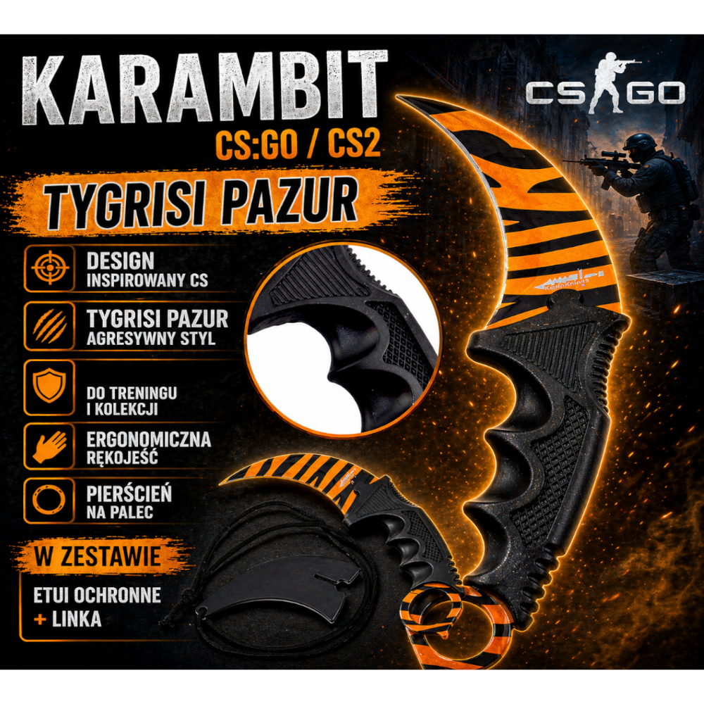 NÓŻ Karambit Wzór Tiger Tooth Tygrysi Ząb CSGO CS2 Tomdorix