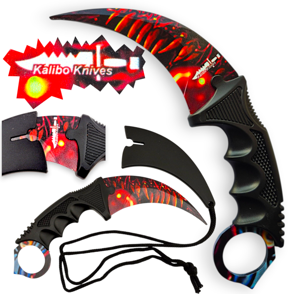 Nóż KARAMBIT Treningowy CSGO CS2 Ostrze OGNISTA BESTIA Galaxy Red Skin Tomdorix